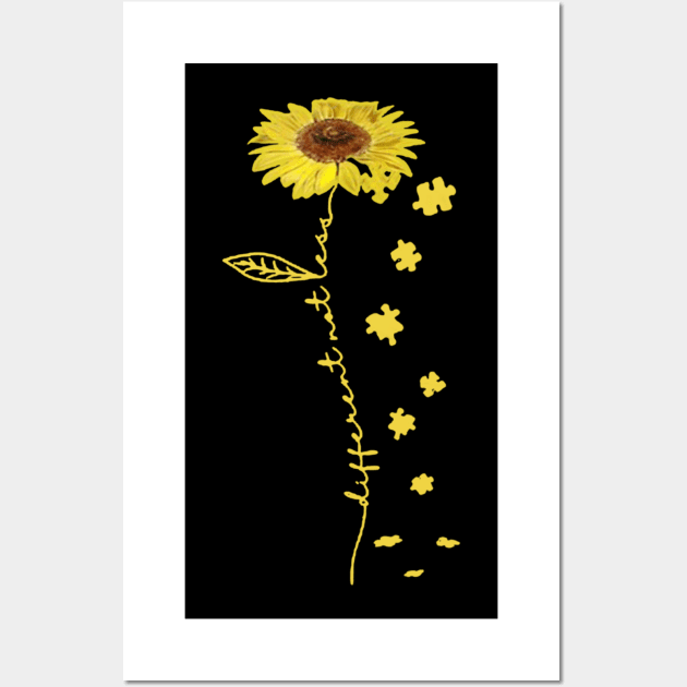 Different not less sunflower autism awareness Wall Art by Danielsmfbb